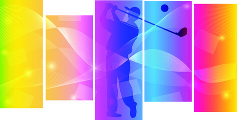 Golf logo design. Colorful sport background. Website Landing Page. Template for apps. Modern geometric. Vector illustration.