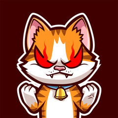 Angry cat cartoon mascot illustration