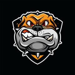 Bulldog Head mascot cartoon illustration