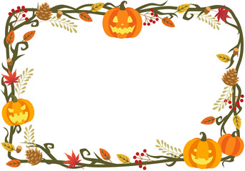 秋のハロウィンのベクターイラストフレーム背景