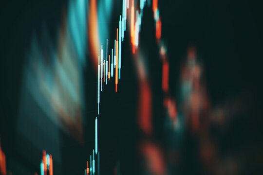 Financial data on a monitor. Business statistics and analytics, glowing sheet beznes statistics of exchange trading in the dark.
