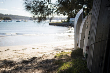Tender boats stored