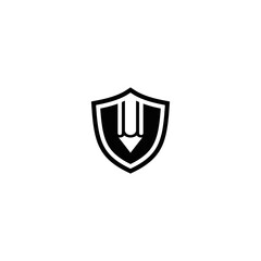 pencil shield template vector logo design
