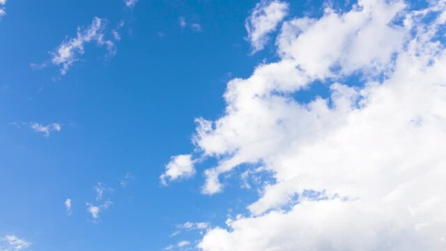 White clouds formed and condensed into rain clouds, the background was the blue sky in the afternoon, the clouds moved quickly