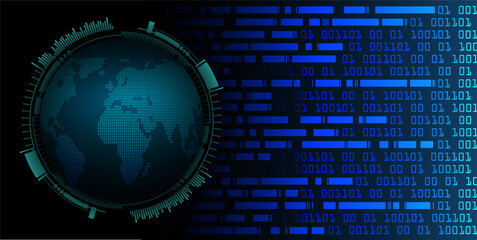 world binary circuit board future technology, blue hud cyber security concept background