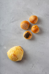 breads on the gray background