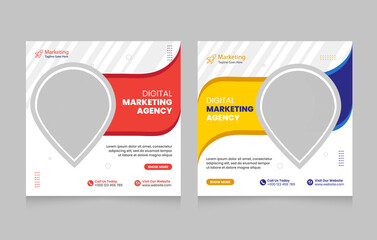 Digital business marketing Agency social media post template, Corporate social media web banner design, Creative social media post banner template,  business marketing social media post,.