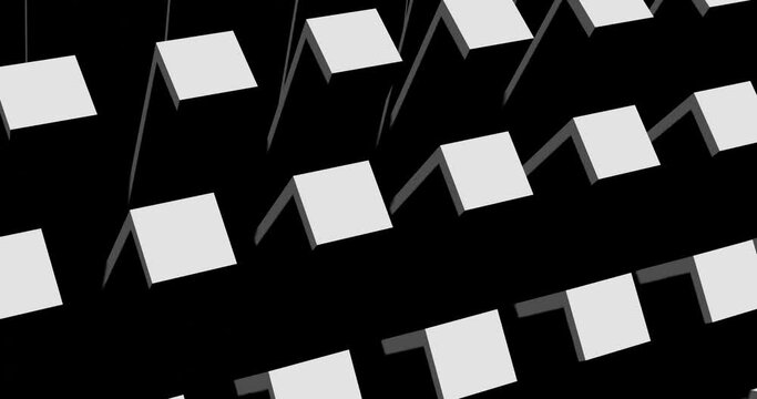 3d render with monochrome background of gray rectangles on black