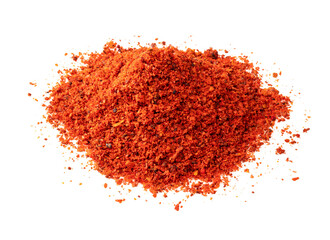 pile of paprika powder closeup on white