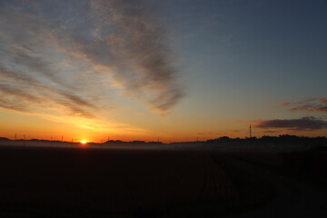 千葉県香取郡の夕焼け風景