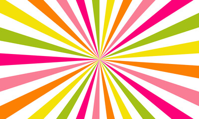 Rainbow color burst background. Rays background in retro style. Vector. 