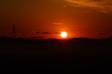 Obraz premium 千葉県香取郡の夕焼け風景