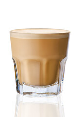 Glass of latte isolated on white