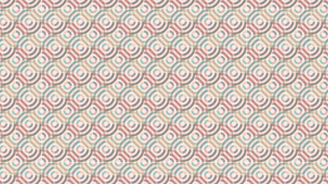 Patrón geométrico complejo de anillos translúcidos en colores pastel y tamaño 4K 2160p