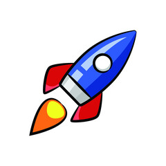 Spacecraft in drawing style isolated vector. Hand drawn object illustration for your presentation, teaching materials or others.