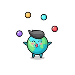 the earth circus cartoon juggling a ball