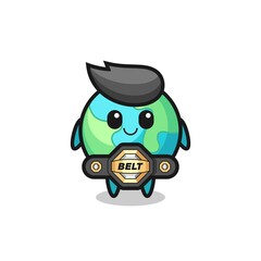 the MMA fighter earth mascot with a belt