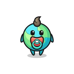baby earth cartoon character with pacifier