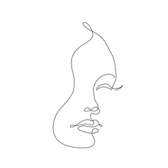 Beautiful Woman Face One Line Drawing. Attractive Woman Portrait Minimalist Style. Female Face Beauty Concept. Continuous One Line Drawing. Black and White Vector Illustration