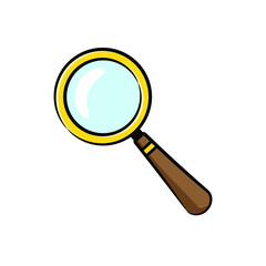 Magnifying glass in drawing style isolated vector. Hand drawn object illustration for your presentation, teaching materials or others.

