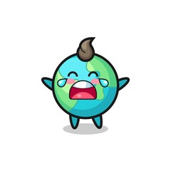 the illustration of crying earth cute baby