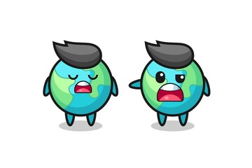 illustration of the argue between two cute earth characters