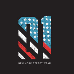 New York Street Wear topography  t-shirt design for print