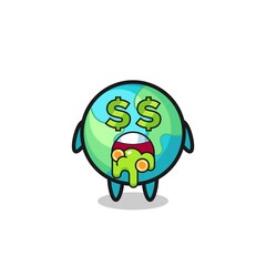 earth character with an expression of crazy about money