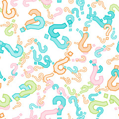 Quiz seamless pattern. Question marks, doubt, faq