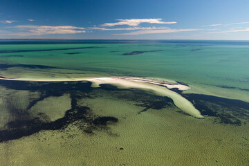 Aerial view of sand banks at Shark Bay, Western Australia