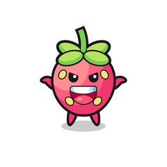 the illustration of cute strawberry doing scare gesture