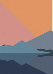 Geometric landscape generative art poster illustration