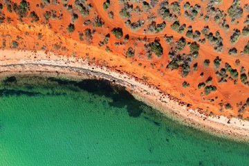 Foto auf Acrylglas Aerial view at sunset of coast around Cape Peron at Shark Bay, Western Australia © Reto Ammann