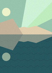 Geometric landscape generative art poster illustration