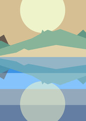 Geometric landscape generative art poster illustration