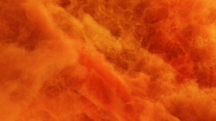 3D rendering of orange colorful nebula and cosmic dust in a distant galaxy.