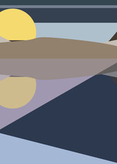 Obraz premium Geometric landscape generative art poster illustration