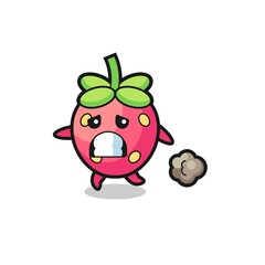 illustration of the strawberry running in fear