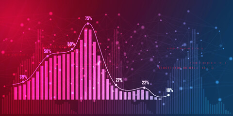 2d rendering Stock market online business concept. business Graph 