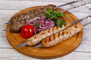 Beef and chicken kebab