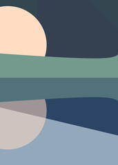 Geometric landscape generative art poster illustration