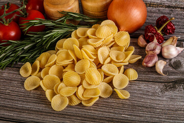 Raw Italian pasta - Orecchiette for cooking