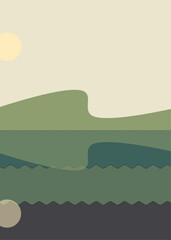 Geometric landscape generative art poster illustration