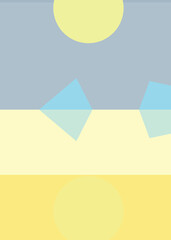 Geometric landscape generative art poster illustration