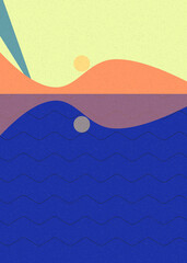Geometric landscape generative art poster illustration