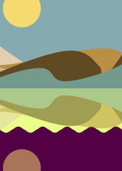 Obraz premium Geometric landscape generative art poster illustration