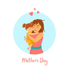 little baby daughter hugging mom cute sweet happy mother day isolated vector illustration scene