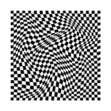  abstract wavy twisted distorted squares checkered black and white check checkerboard texture background