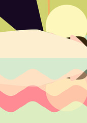 Geometric landscape generative art poster illustration