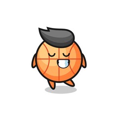 Obraz premium basketball cartoon illustration with a shy expression